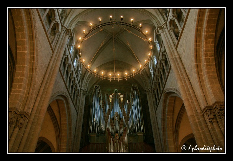 046 Intérieur de la cathédrale, grandes orgues et lustre